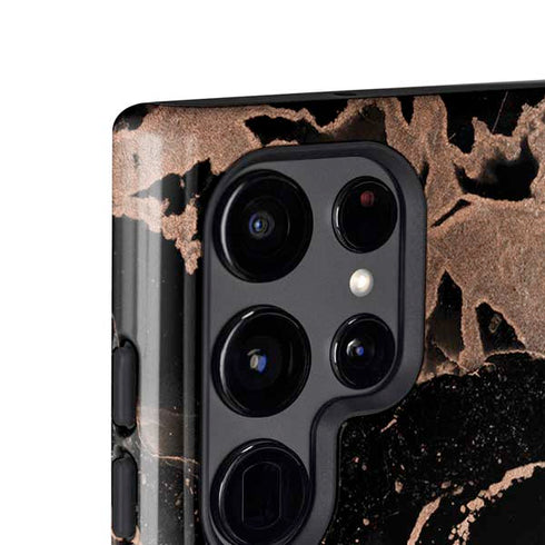 Black and Rose Gold Marble Split Galaxy S25 Ultra Impact Case